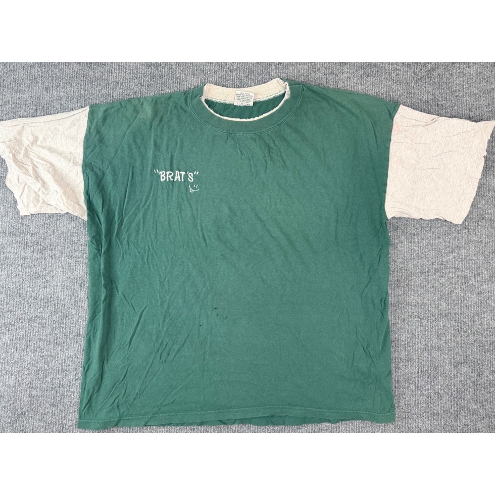 Vintage 90s 20/20 Sport Brats Diner T Shirt XL Green Grey Two Tone Graphic USA